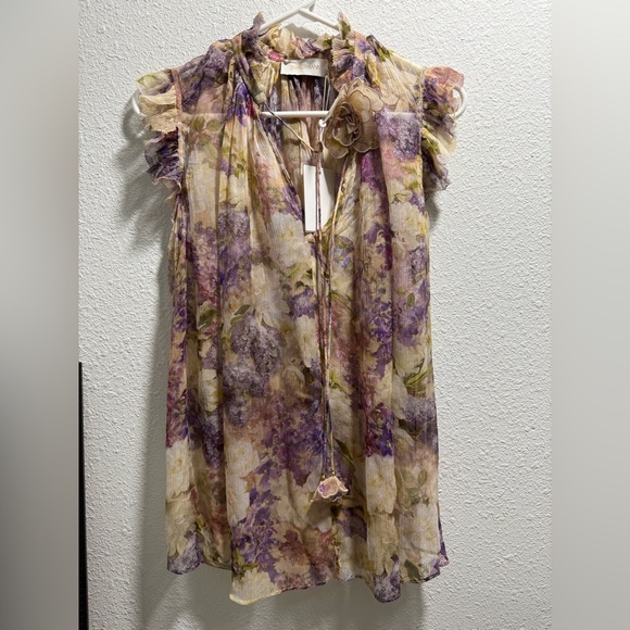 Zimmermann Tops - Zimmermann Cream and Purple Floral Dress AUS size 1
